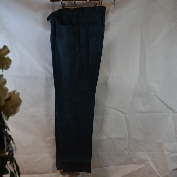 Blue Soft Shammy Suede Leather Pants High Waist SZ 16 Rogue NWOT - Picture 4 of 10